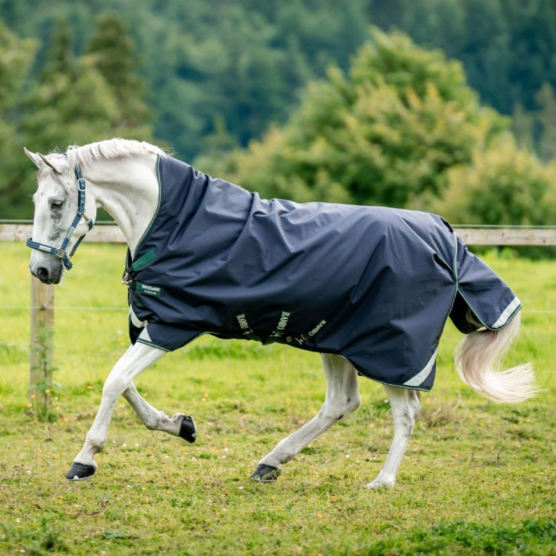 Horseware Rambo 1680D Wug Turnout 50g - Navy/Hunter Green/Silver-1