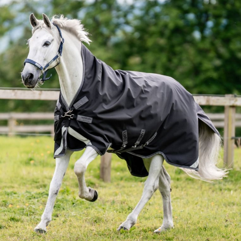 Horseware Rambo 1680D Wug Turnout 50g - Black/Thunderstorm Grey/Silver-1