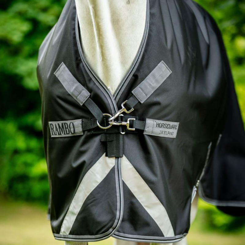Horseware Rambo 1680D Wug Turnout 0g - Black/Thunderstorm Grey/Silver-3