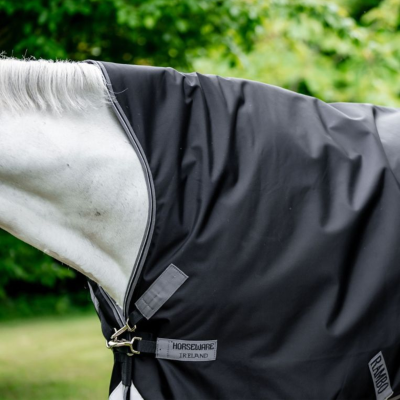 Horseware Rambo 1680D Wug Turnout 50g - Black/Thunderstorm Grey/Silver-2