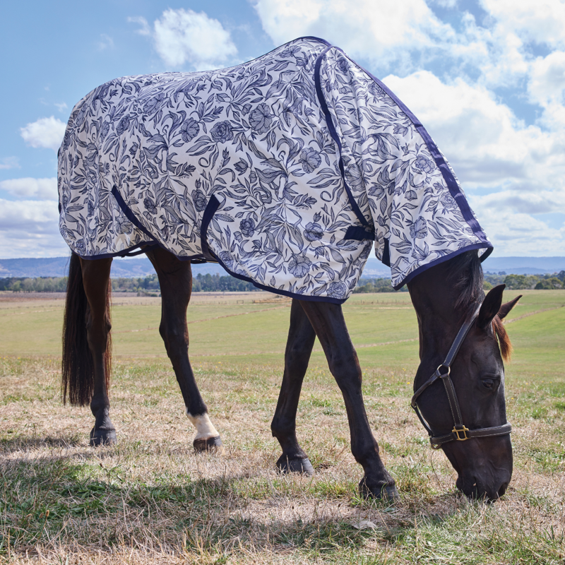 WeatherBeeta ComfiTec Limited Edition Combo Fly Sheet - White/Navy Floral Print-7