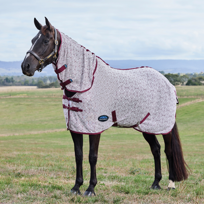 WeatherBeeta ComfiTec Limited Edition Combo Fly Sheet - White/Burgundy Bit Print