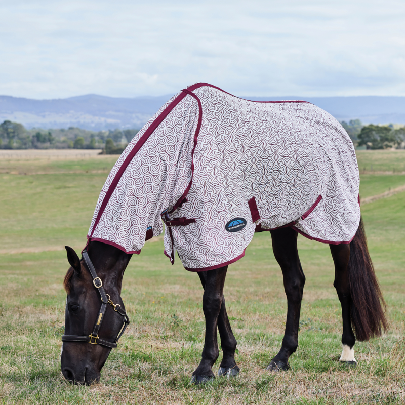 WeatherBeeta ComfiTec Limited Edition Combo Fly Sheet - White/Burgundy Bit Print-7