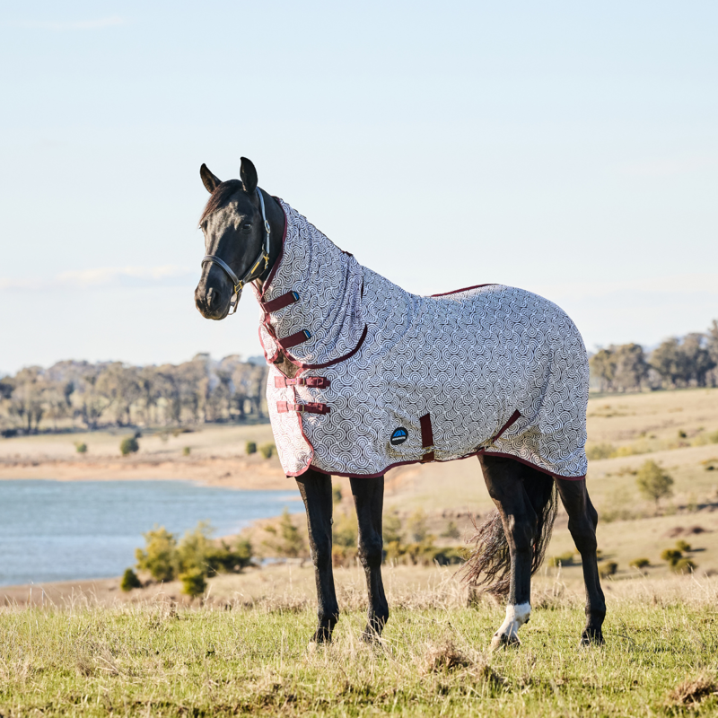 WeatherBeeta ComfiTec Limited Edition Combo Fly Sheet - White/Burgundy Bit Print-8