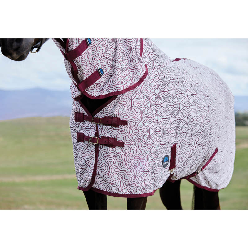 WeatherBeeta ComfiTec Limited Edition Combo Fly Sheet - White/Burgundy Bit Print-3