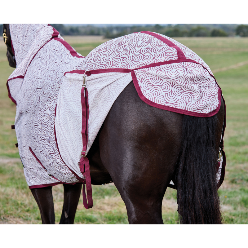 WeatherBeeta ComfiTec Limited Edition Combo Fly Sheet - White/Burgundy Bit Print-5