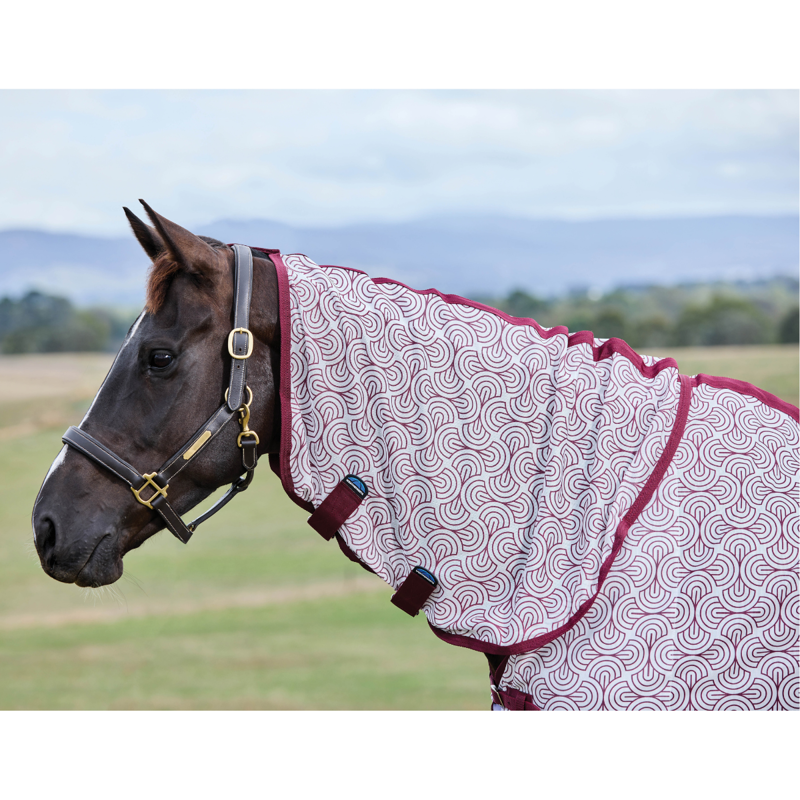 WeatherBeeta ComfiTec Limited Edition Combo Fly Sheet - White/Burgundy Bit Print-1