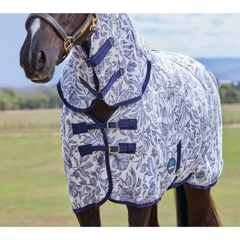 WeatherBeeta ComfiTec Limited Edition Combo Fly Sheet - White/Navy Floral Print-2