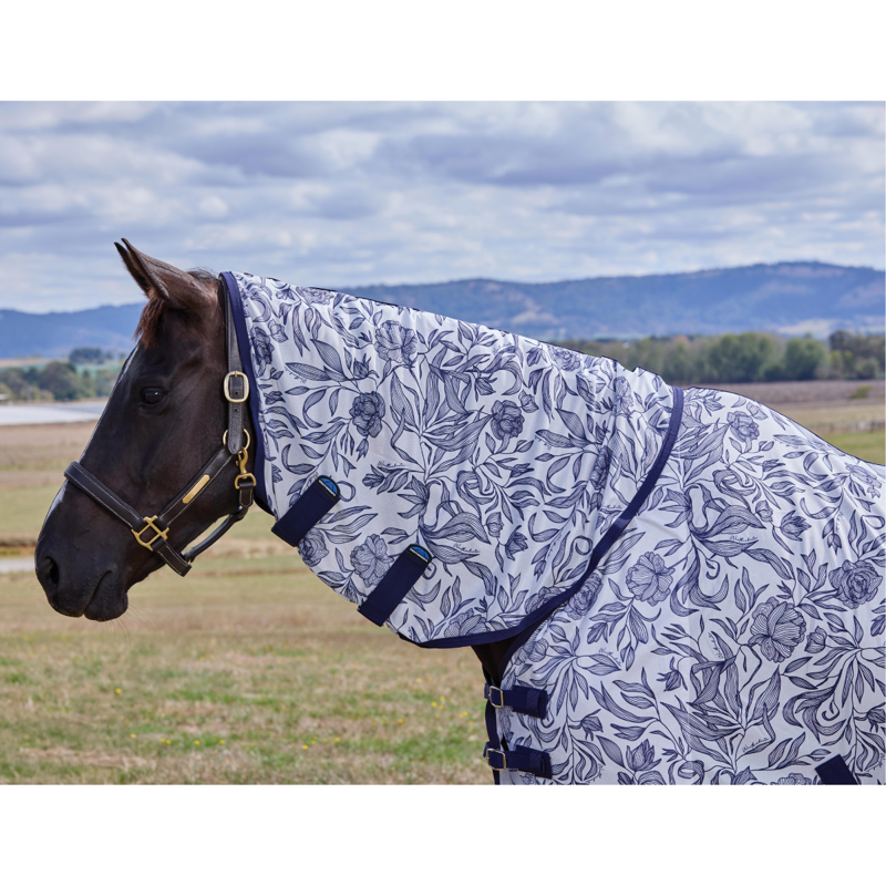 WeatherBeeta ComfiTec Limited Edition Combo Fly Sheet - White/Navy Floral Print-1