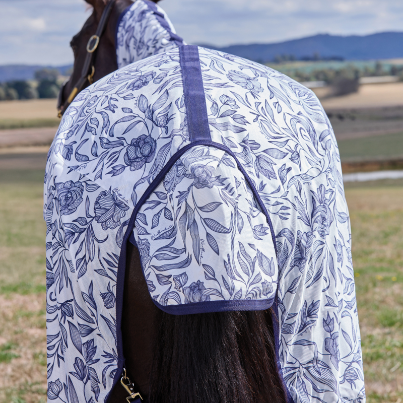 WeatherBeeta ComfiTec Limited Edition Combo Fly Sheet - White/Navy Floral Print-5