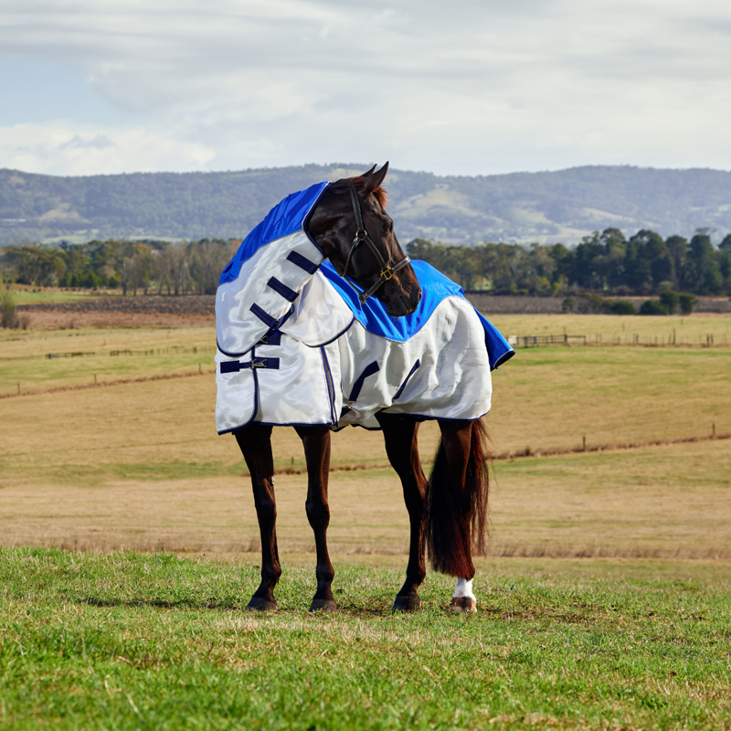 WeatherBeeta ComfiTec Duo Shield Detach-A-Neck Fly Rug - Blue/Silver/Navy-8
