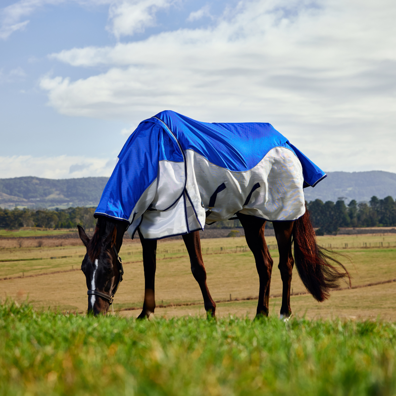 WeatherBeeta ComfiTec Duo Shield Detach-A-Neck Fly Rug - Blue/Silver/Navy-9