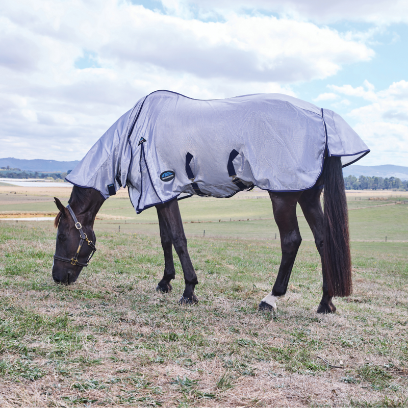 Weatherbeeta ComFiTec Hexi Shield Combo Neck Fly Rug 5ft9 - Silver/Navy/White-9