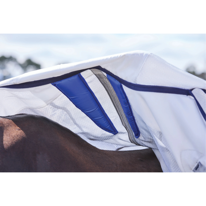 Weatherbeeta ComFiTec Hexi Shield Combo Neck Fly Rug 5ft9 - Silver/Navy/White-4