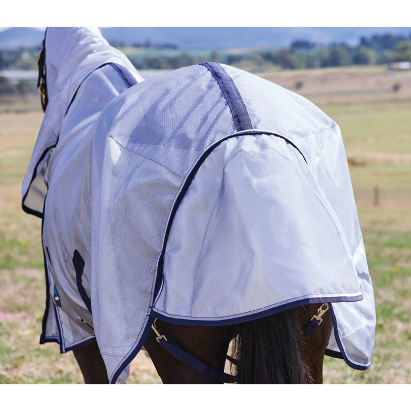 Weatherbeeta ComFiTec Hexi Shield Combo Neck Fly Rug 5ft9 - Silver/Navy/White-8
