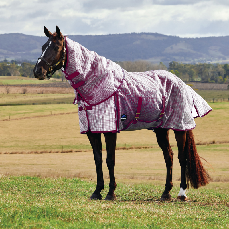 WeatherBeeta ComfiTec Ripshield Detach-A-Neck Fly Sheet - White/Burgundy