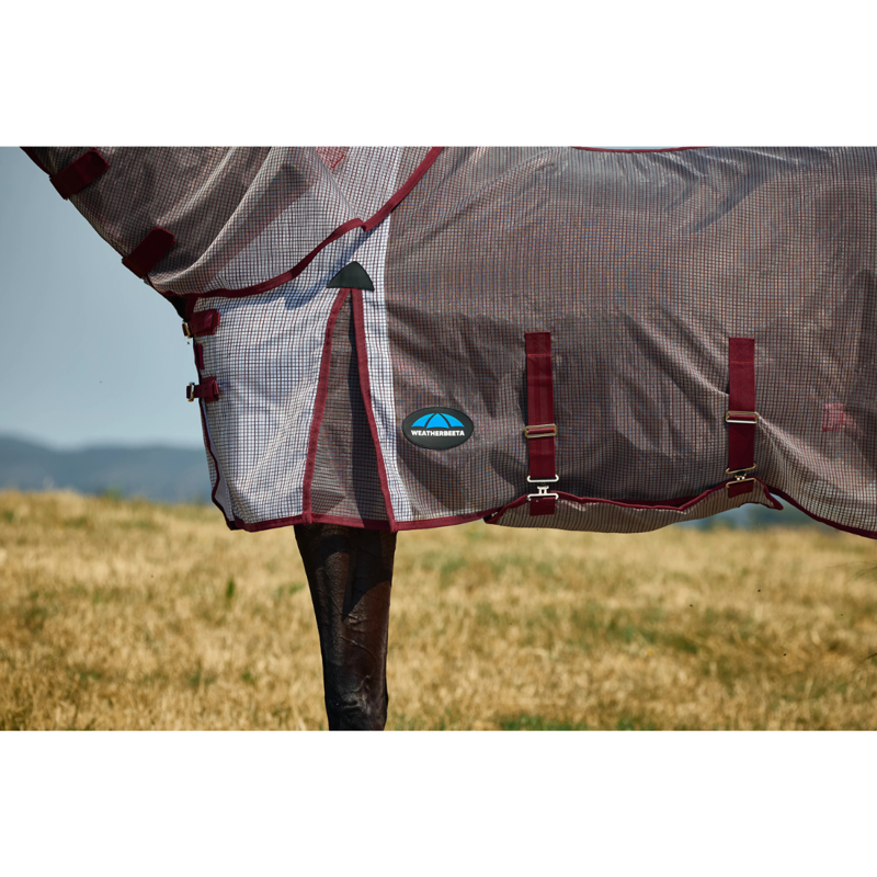 WeatherBeeta ComfiTec Ripshield Detach-A-Neck Fly Sheet - White/Burgundy-2