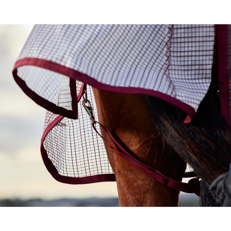 WeatherBeeta ComfiTec Ripshield Detach-A-Neck Fly Sheet - White/Burgundy-4