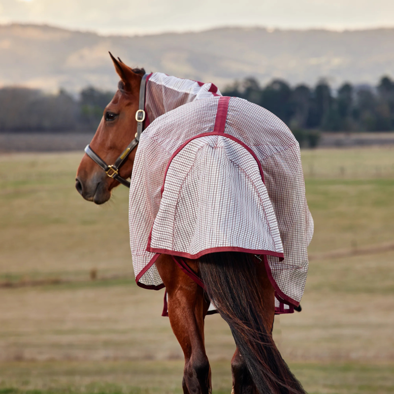 WeatherBeeta ComfiTec Ripshield Detach-A-Neck Fly Sheet - White/Burgundy-5