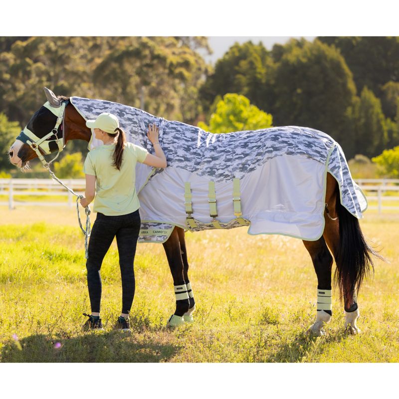 LeMieux Arika Camo-Tek Fly Rug - Macaron-3