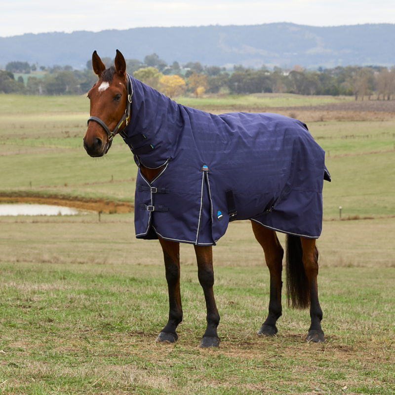 WeatherBeeta ComfiTec Prelim Turnout Combo 0g Rug - Navy Embossed Plaid