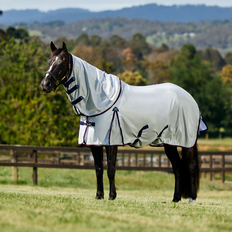 WeatherBeeta ComfiTec Airflow Detach-A-Neck Fly Sheet - Grey/Navy/Burgundy