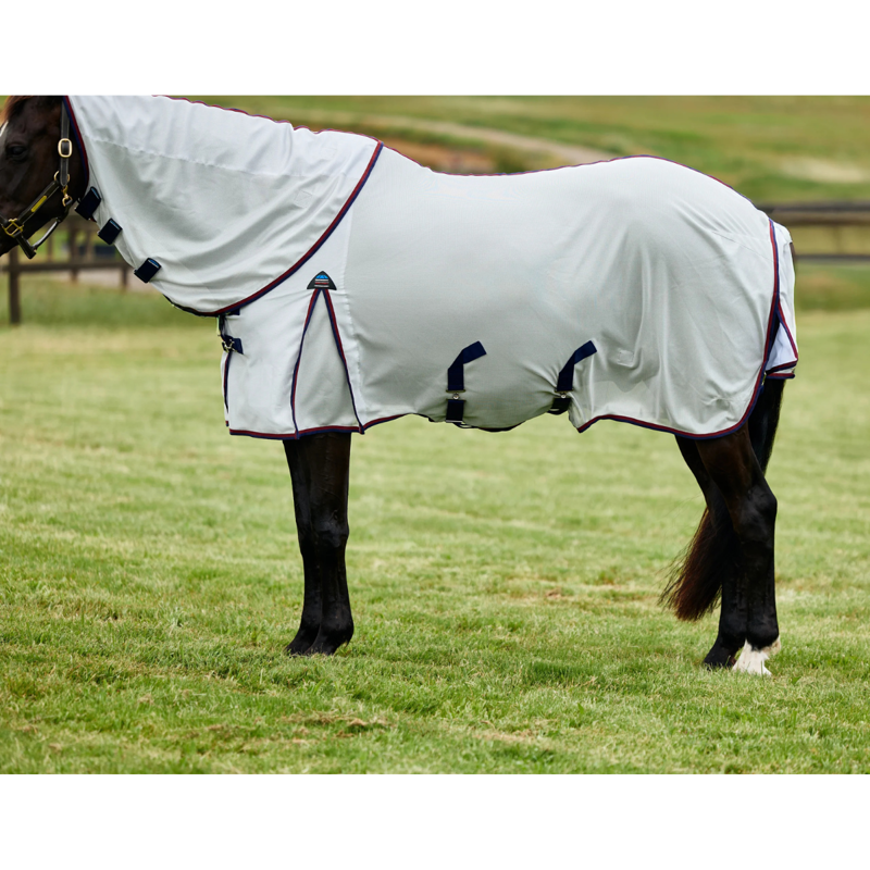 WeatherBeeta ComfiTec Airflow Detach-A-Neck Fly Sheet - Grey/Navy/Burgundy-1