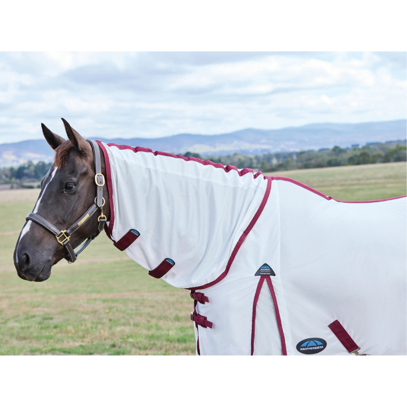 WeatherBeeta ComfiTec Essential Combo Fly Sheet - White/Burgundy-1