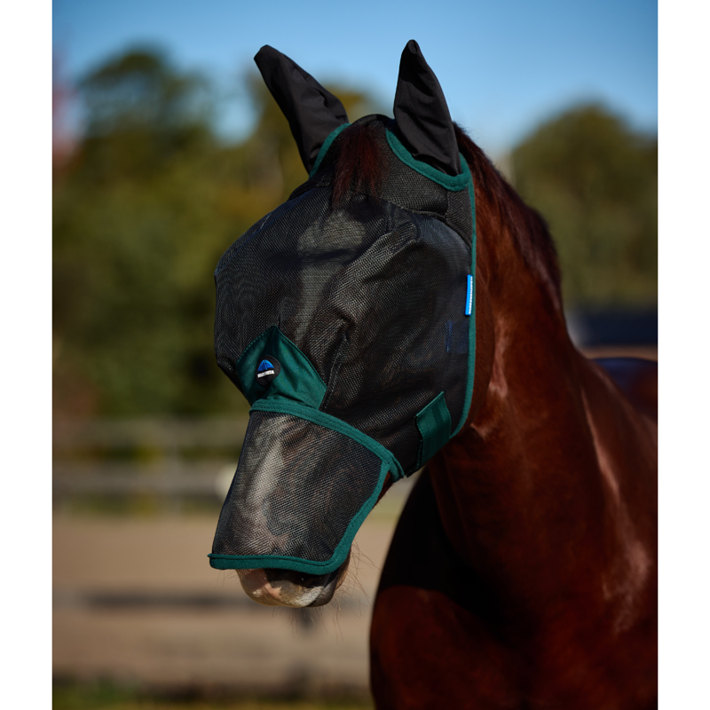 WeatherBeeta ComfiTec Durable Mesh Mask with Ears and Nose - Black/Forest Green