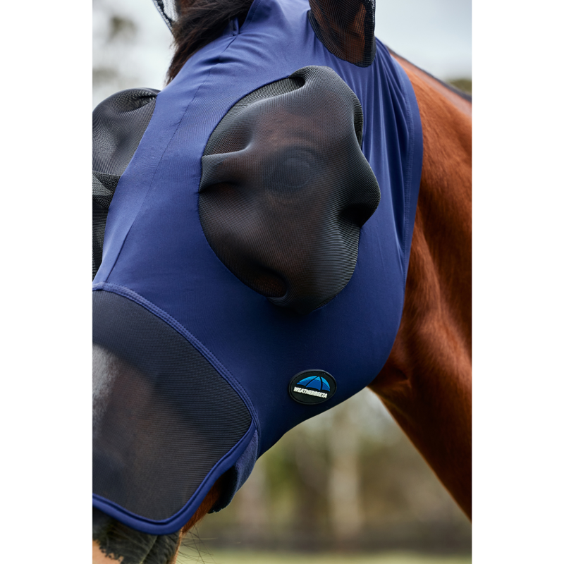 WeatherBeeta ComfiTec Luxe Stretch Fly Mask with Ears and Nose - Navy/Black-1