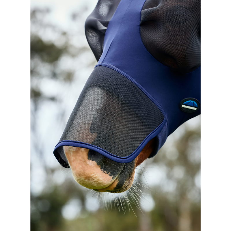 WeatherBeeta ComfiTec Luxe Stretch Fly Mask with Ears and Nose - Navy/Black-2
