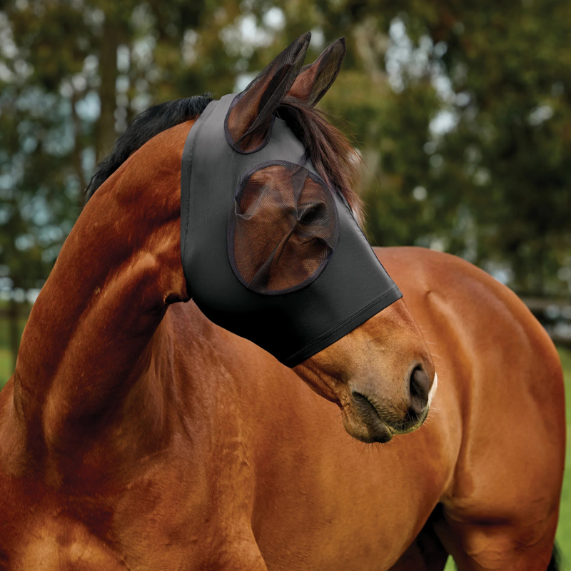WeatherBeeta ComfiTec Deluxe Stretch Fly Mask with Ears - Black/Black-2