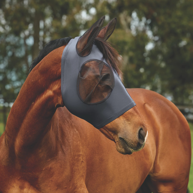 WeatherBeeta ComfiTec Deluxe Stretch Fly Mask with Ears - Charcoal/Black-2