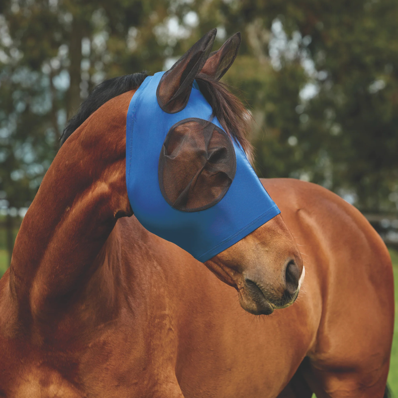 WeatherBeeta ComfiTec Deluxe Stretch Fly Mask with Ears - Cobalt/Black-2