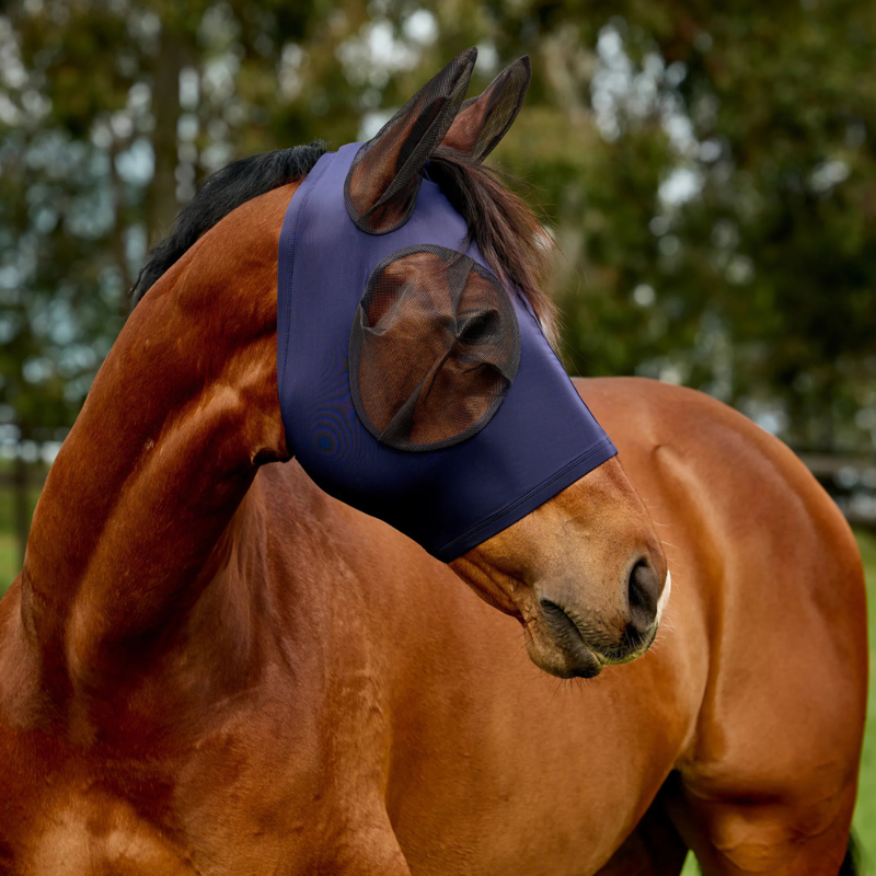 WeatherBeeta ComfiTec Deluxe Stretch Fly Mask with Ears - Navy/Black-1