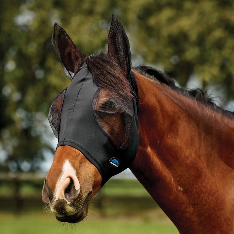 WeatherBeeta ComfiTec Deluxe Stretch Fly Mask with Ears - Black/Black