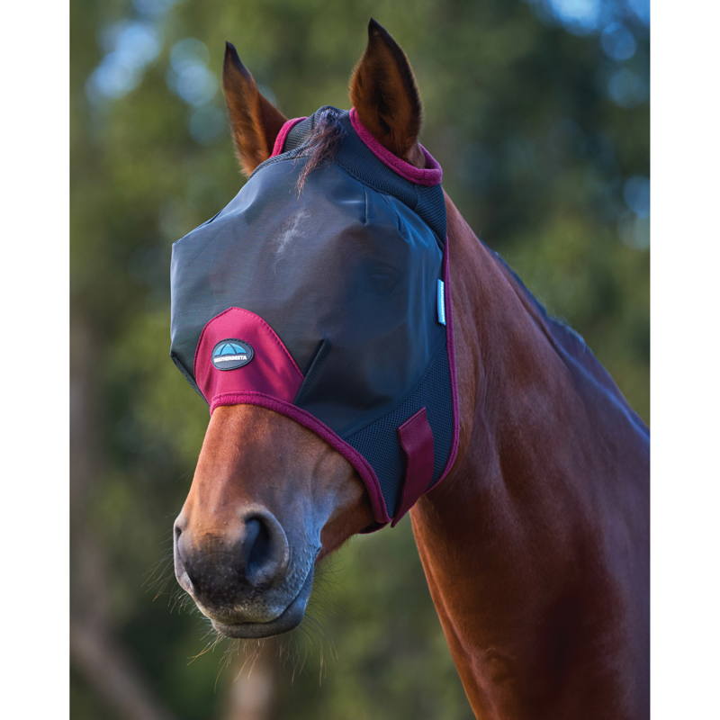 WeatherBeeta ComfiTec Fine Mesh Fly Mask - Black/Burgundy