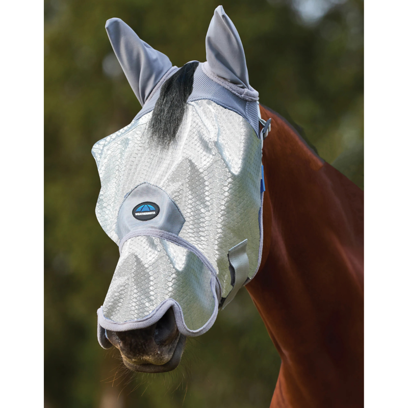 WeatherBeeta ComfiTec Hexi Shield Fly Mask with Ears and Nose - Silver