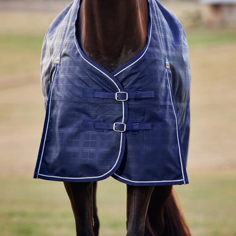 WeatherBeeta ComfiTec Prelim 0g Turnout Rug - Navy Embossed Plaid-1