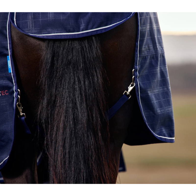 WeatherBeeta ComfiTec Prelim 0g Turnout Rug - Navy Embossed Plaid-5