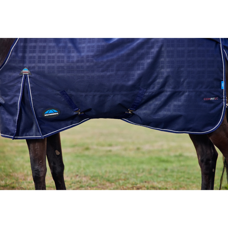 WeatherBeeta ComfiTec Prelim 0g Turnout Rug - Navy Embossed Plaid-4