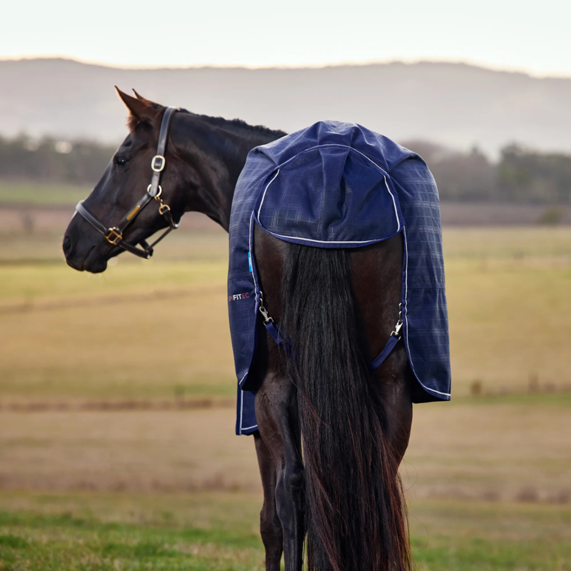 WeatherBeeta ComfiTec Prelim 0g Turnout Rug - Navy Embossed Plaid-6