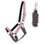 QHP Turnout Collection Headcollar and Leadrope Set - Cheery Pink