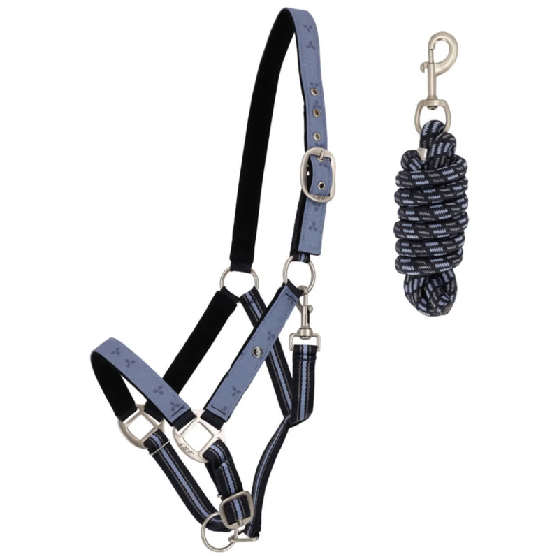 QHP Turnout Collection Headcollar and Leadrope Set - Misty Blue