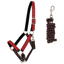 QHP Turnout Collection Headcollar and Leadrope Set - Sunset Red
