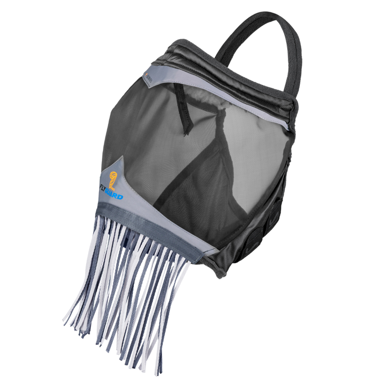 Shires FlyGuard Pro Fine Mesh Fly Mask Earless and Nose Fringe - Jet-1