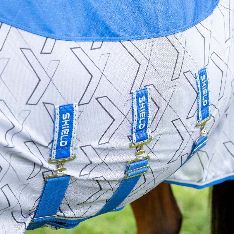 Hy DefenceX Shield Quagga System Fly Rug - Blue/White-2