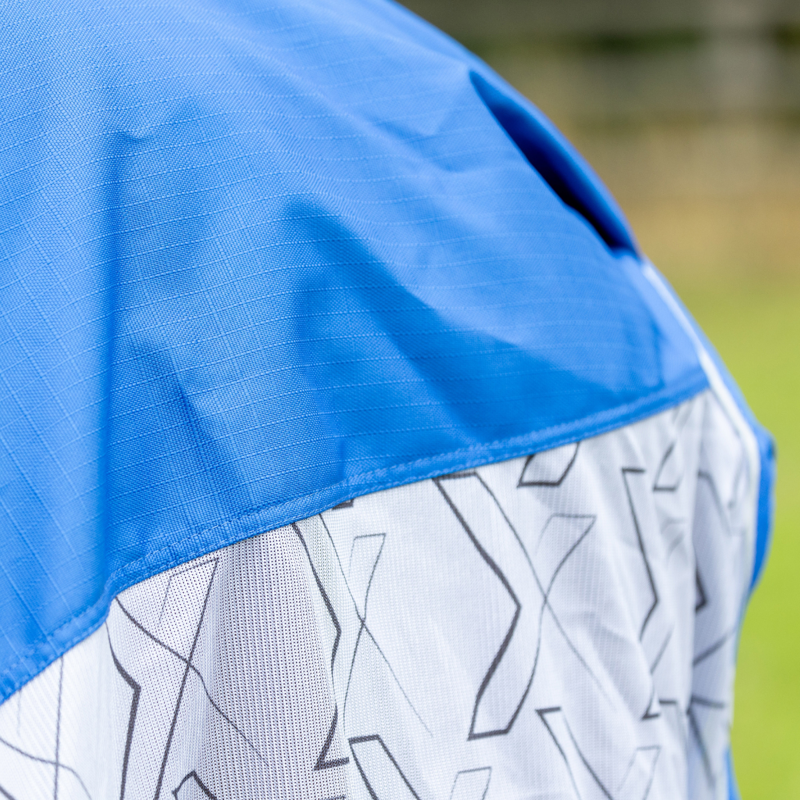 Hy DefenceX Shield Quagga System Fly Rug - Blue/White-3