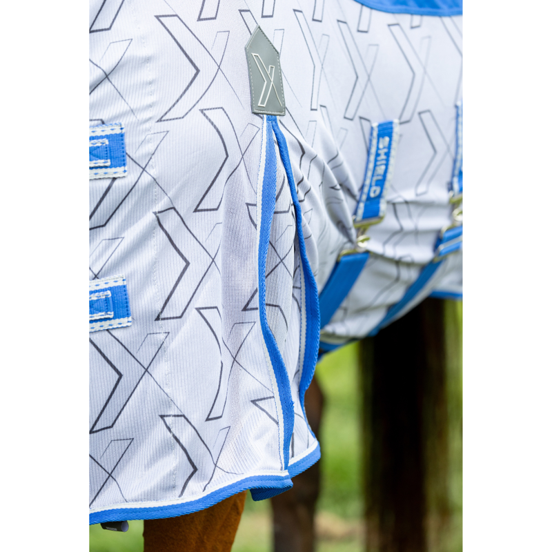 Hy DefenceX Shield Quagga System Fly Rug - Blue/White-4