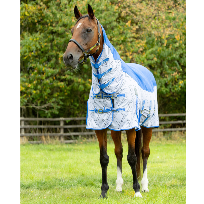Hy DefenceX Shield Quagga System Fly Rug - Blue/White-1